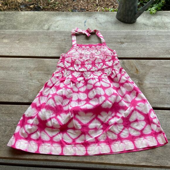 Cherokee Girls Dress Size 3T Pink White Heart Print Halter Sundress Batik NEW - Picture 3 of 7